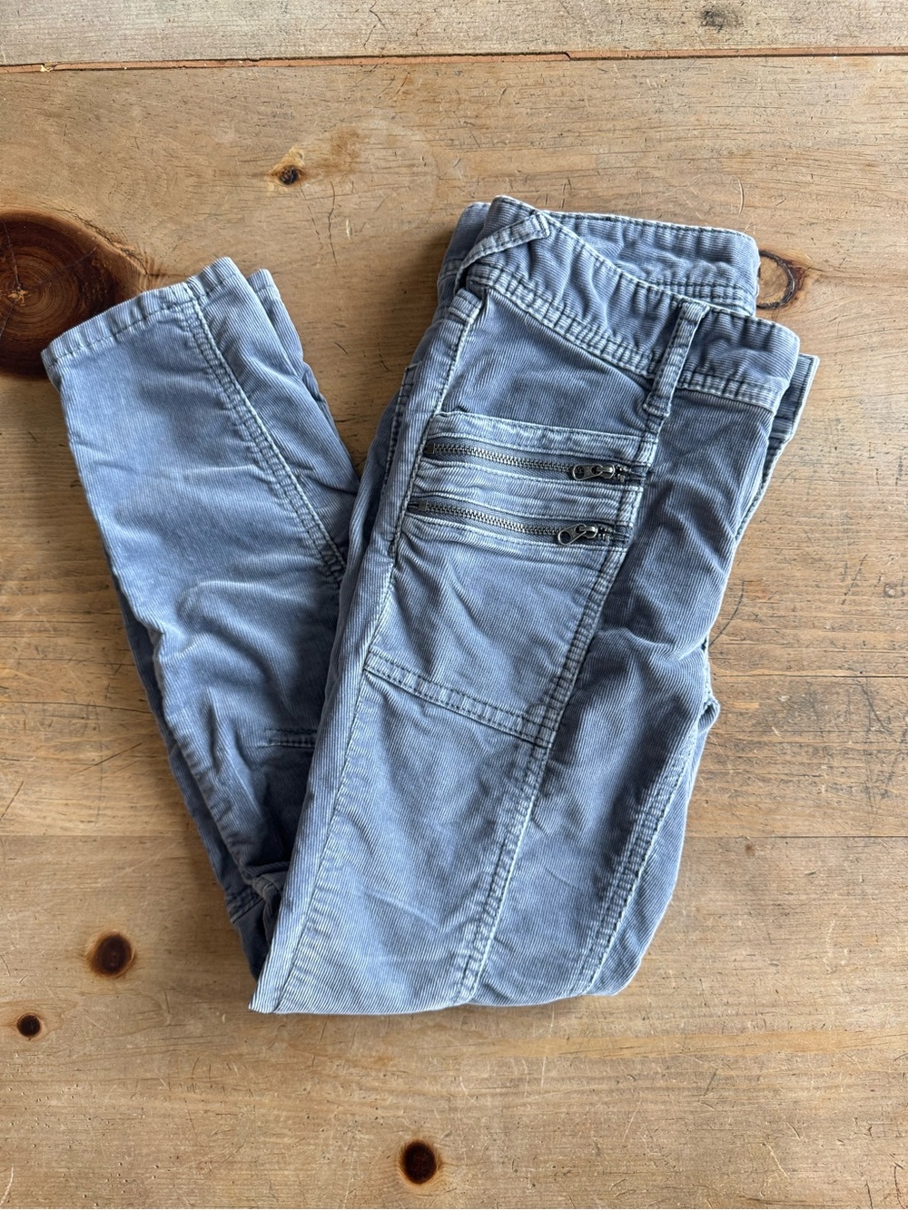 Free People Vintage Moto Utility Cargo Pants – Washed Blue Gray – Size 0